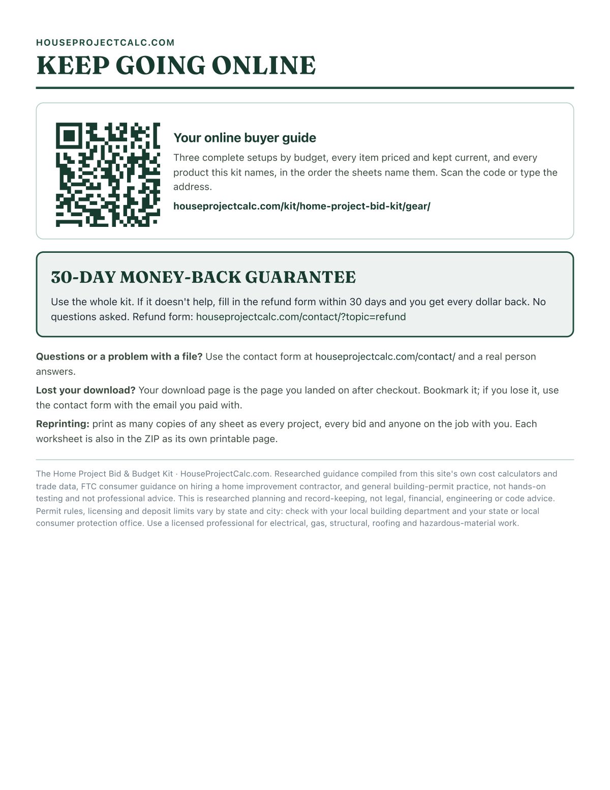 Buyer guide and guarantee