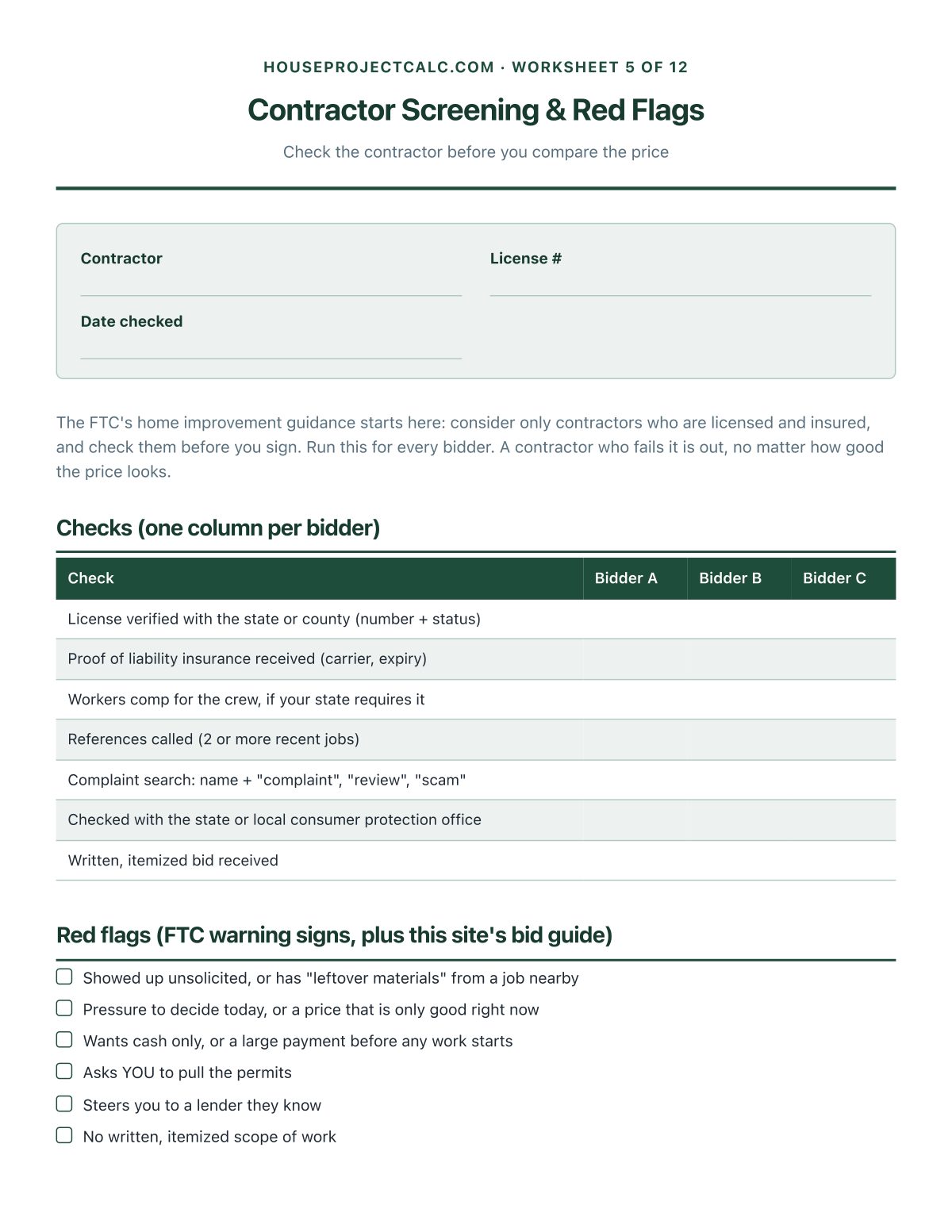 Contractor Screening & Red Flags