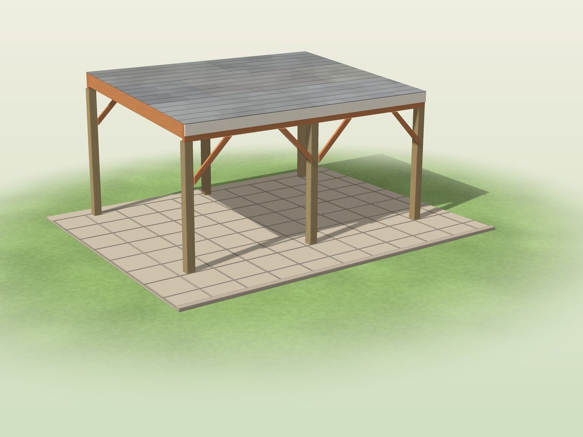 12 x 16 freestanding patio cover photo-style view